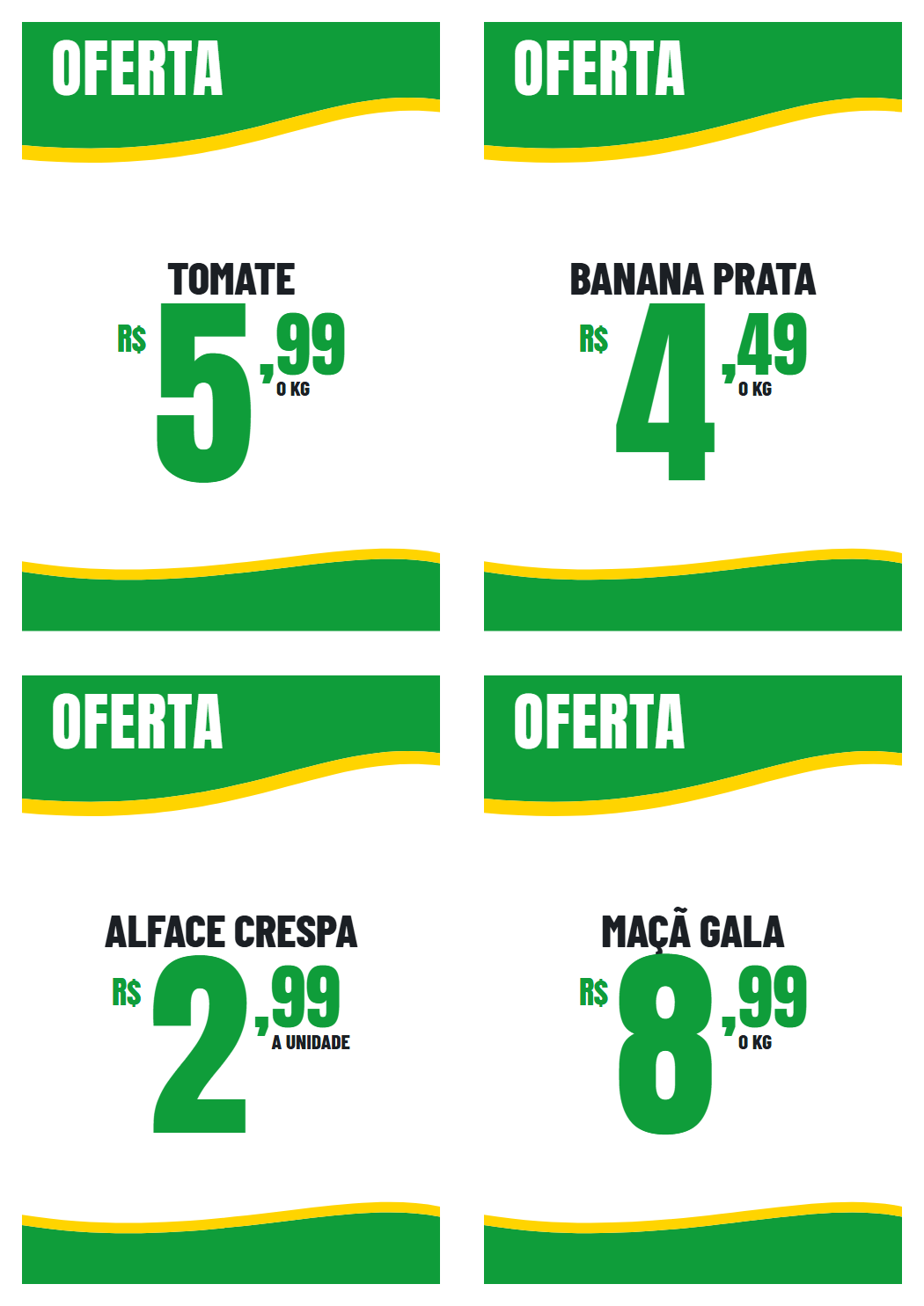 Folha A4 com 4 cartazes A6